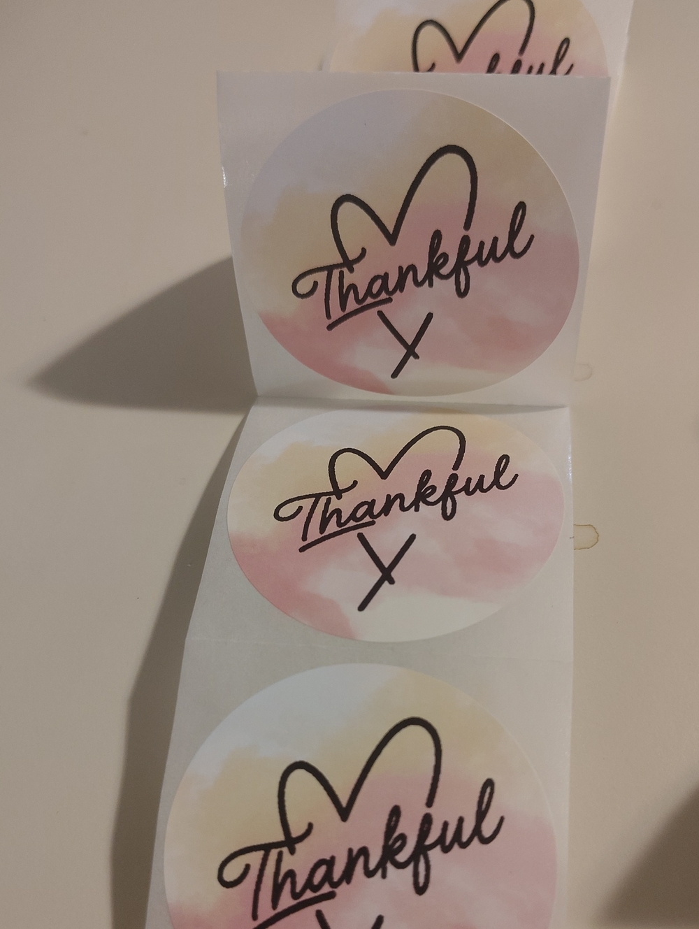 20 Thankful Pastel Heart Sticker - Pink and Cream